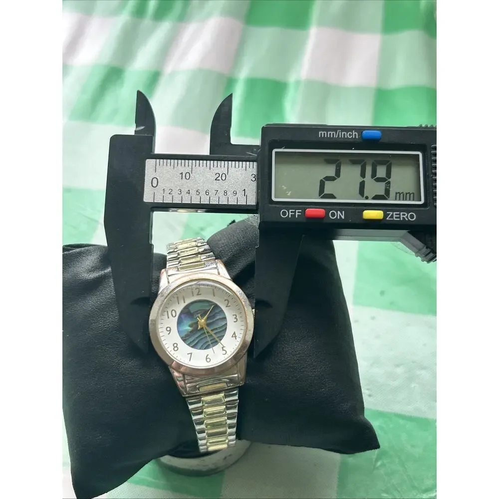 Two Tone Abalone Dial Women’s Stretch Band Quartz Watch